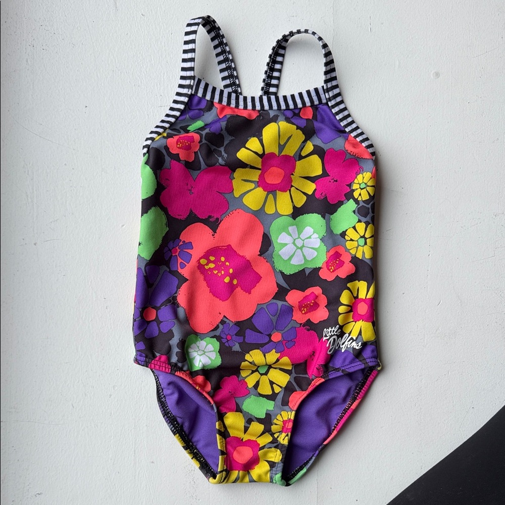 Dolfin Girls' One-Piece Swimsuit with Bright Floral Print Size 3T